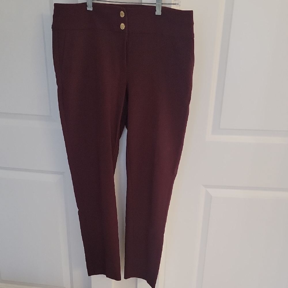 Anne Klein Maroon Straight Leg Pants